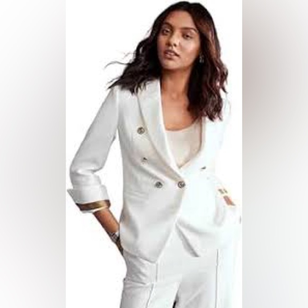 Banana Republic Double Breasted White Blazer